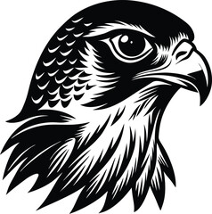 Obraz premium Detailed Falcon Head Silhouette Vector Illustration