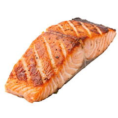A grilled salmon fillet isolated on a transparent background
