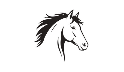 Horse Silhouette Graphic Black and white, white background