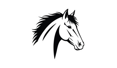 Horse Silhouette Graphic Black and white, white background