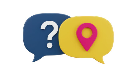 Isolated Speech Bubbles with Question Mark and Location Pin