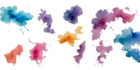 Set of colorful abstract watercolor splash brush strokes vector background. Colors watercolor paint stains vector texture background.	
