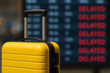 Delayed Flight Blues: Yellow Suitcase and Travel Woes