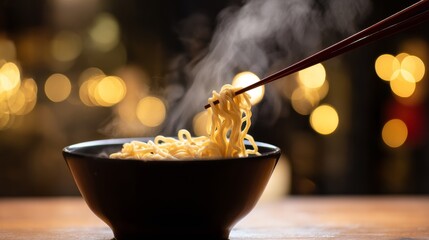 Steaming Noodles with Chopsticks
