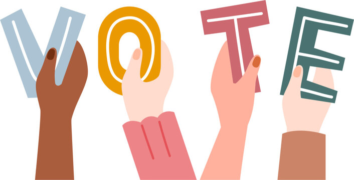 hand holding vote text