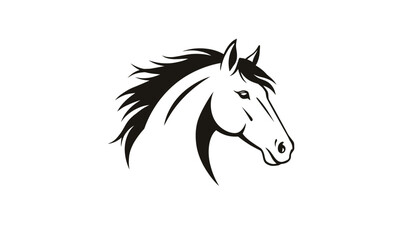 Horse Silhouette Graphic Black and white, white background