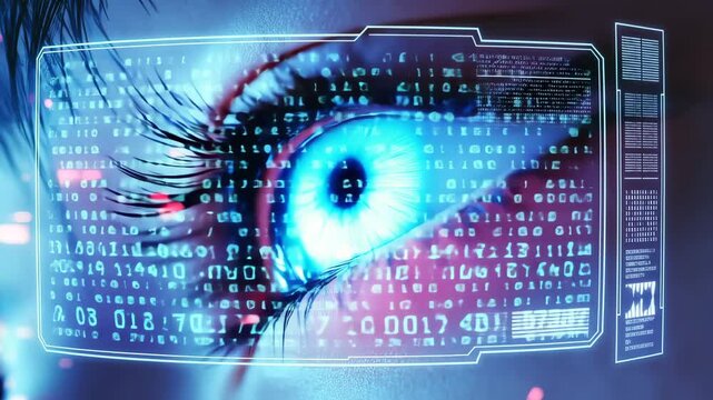 Futuristic Eye Scanning Data With Digital Interface