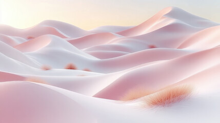 This soft pink landscape features flowing curves and gentle pastel tones, creating a serene and peaceful atmosphere. Ideal for artistic, creative projects