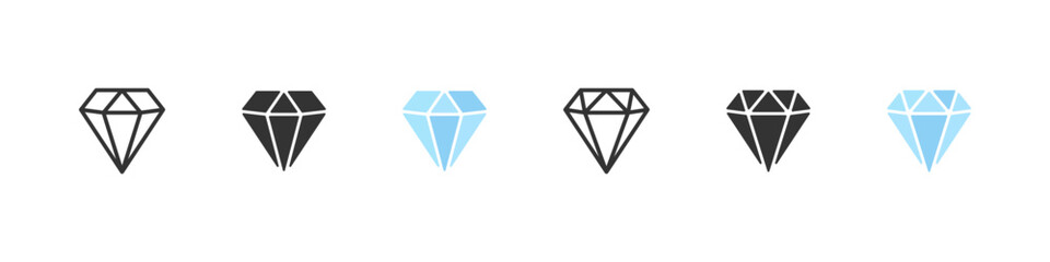 Diamond icon. Gemstone vector set. Gem stone carat sign. Jewellery icon set. Brilliant crystal stone shape. Diamond isolated vector icon set.