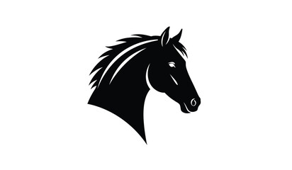 Horse Silhouette Graphic Black and white, white background
