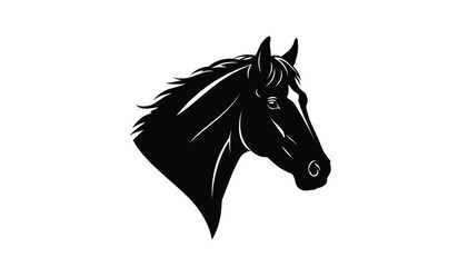 Horse Silhouette Graphic Black and white, white background