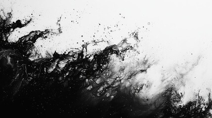 Grunge style abstract black and white painting of bubbling dark water and smoky textures with low angle gritty detail