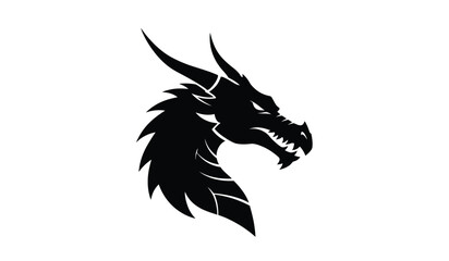 dragon symbol, ​​black isolated silhouette