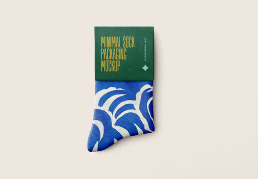 Folded Socks Mockup &ndash; Realistic Sock Packaging Label with Minimal Background for Textile Presentation