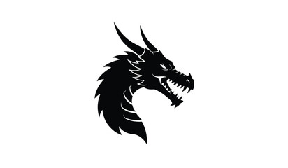 dragon symbol, ​​black isolated silhouette
