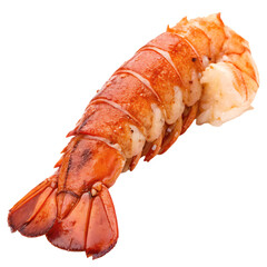 A lobster tail cooked isolated on a transparent background
