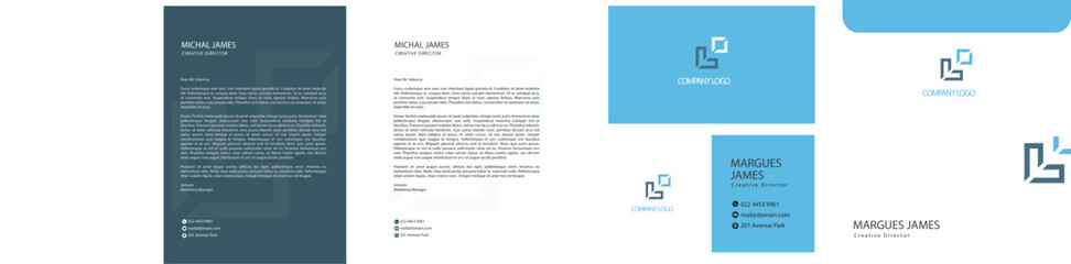 Stationary Designs, Letterhead, business card, envelop 
corporate company branding EPS file easy to edit