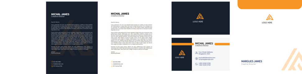 Stationary Designs, Letterhead, business card, envelop 
corporate company branding EPS file easy to edit