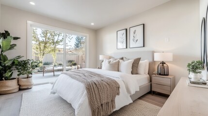 Beautiful Colored Mockup Bedroom Interior Blank Poster Decoration Art Background Image
