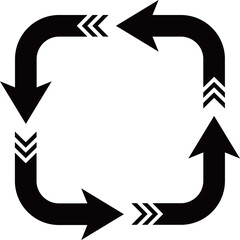 黒いV字型ストライプテールの左回りカーブ矢印セット　Web　Adobe Illustrator Artwork