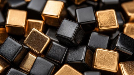 Fototapeta premium Close-up view of many small, square, metallic objects.