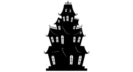 A spooky whimsical haunted house silhouette