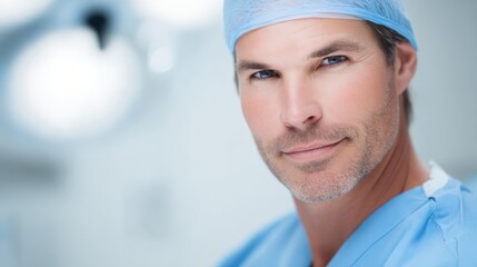 Skilled surgeon in operating room preparing for a complex surgical procedure with focus and determination