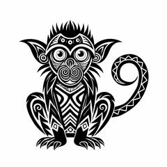 black and white tribal monkey pattern