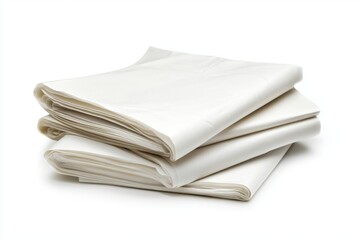 Stack of Folded White Sheets with Smooth Texture against a Bright White Background Ideal for Home Decor or Textiles Use in Various Projects