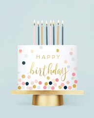 Celebrate a special birthday with a beautifully decorated cake adorned with candles and festive colors