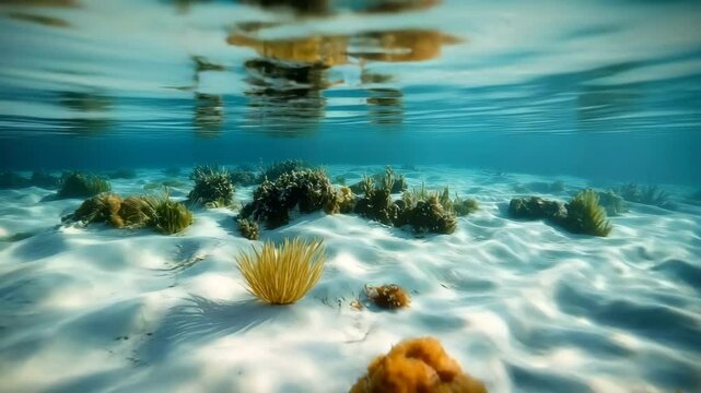 Tropical Split View of  Starfishes and Pristine Beach