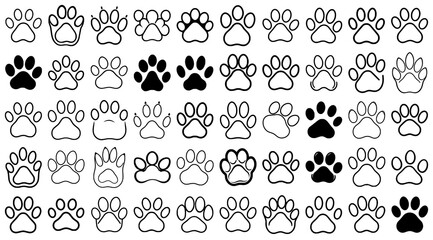 Fototapeta premium Collection of Dog Paw Prints: A Versatile Design Resource