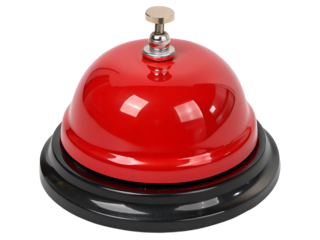 Close-up of a Red Service Bell Isolated on transparent background, Isolated Png file, Cut-out, Isolate Png, No Background, Isolated object