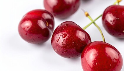 Cherries on a white background