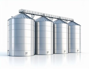 Modern Metal Grain Silos Industrial Storage Agricultural Facility