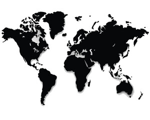  black world map usa vector on white background