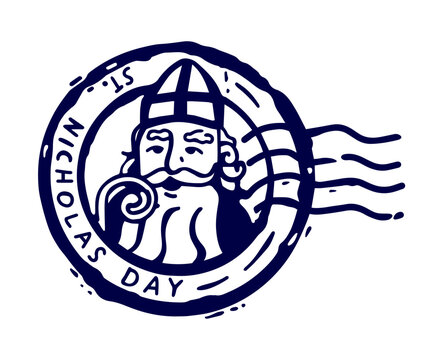 
Saint Nicholas. Postage stamp isolated on white background