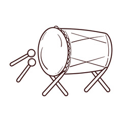 coloring page of bedug moslem drum for Eid celebration. cute drawing vector
