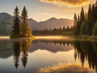 sunrise over the lake
