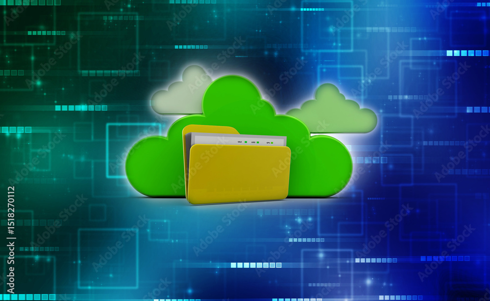 Poster 3d rendering cloud computing concept, cloud internet technology concept background, cloud computing 