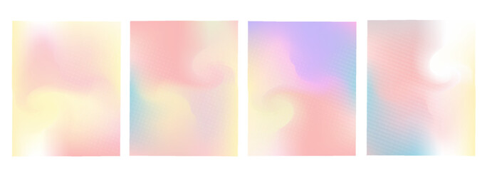 Fototapeta premium Set of vector gradient backgrounds with grainy texture. For covers, wallpapers, branding, business cards, social media and other projects. You can use the grainy texture for any of the backgrounds.