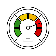 Speedometer icon. Lineal color style.