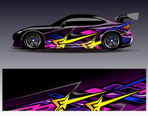 Car wrap design vector. Graphic abstract stripe racing background designs for vehicle, rally, race, adventure and car racing livery