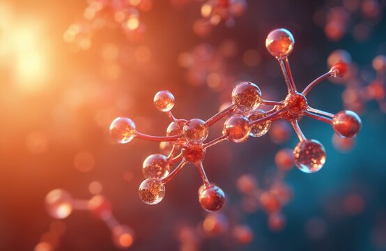 Molecular structure of cholesterol molecules floating on a background. Medicine concept, illustration of cell molecules. Scientific, medical background. Research, analysis, science.