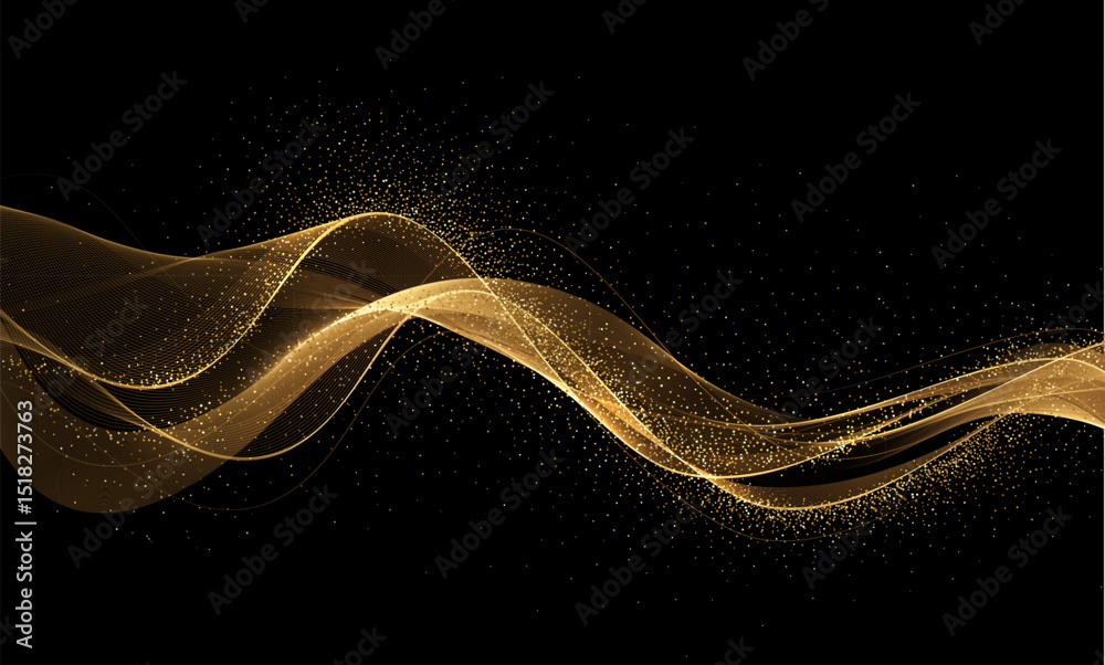 Poster abstract shiny color gold wave design element