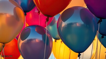 Close-up of colorful helium balloons bunch