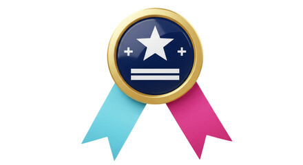 Isolated Award Badge with Ribbons