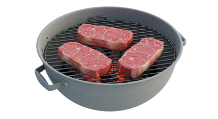 Isolated Steaks on a Grill