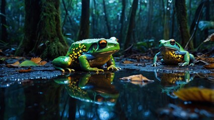 frog in the water