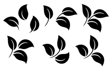 Leaves icons vector eco set on white
